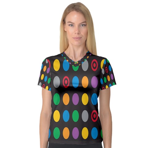Polka Dots Rainbow Circle Women s V-neck Sport Mesh Tee by Mariart