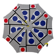 Watermark Circle Polka Dots Black Red Yellow Plaid Hook Handle Umbrellas (medium) by Mariart
