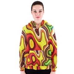 Colorful 3d Shapes                     Women s Zipper Hoodie by LalyLauraFLM