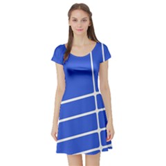 Line Stripes Blue Short Sleeve Skater Dress by Mariart