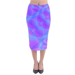 Original Purple Blue Fractal Composed Overlapping Loops Misty Translucent Velvet Midi Pencil Skirt by Mariart