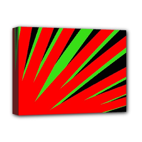 Rays Light Chevron Red Green Black Deluxe Canvas 16  X 12   by Mariart
