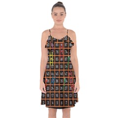 Snakes Ladders Game Plaid Number Ruffle Detail Chiffon Dress by Mariart