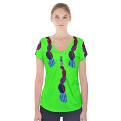 Egg Line Rainbow Green Short Sleeve Front Detail Top by Mariart