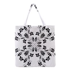 Floral Element Black White Grocery Tote Bag by Mariart