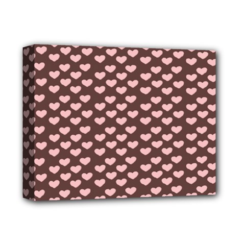 Chocolate Pink Hearts Gift Wrap Deluxe Canvas 14  X 11  by Mariart
