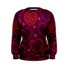 Love Heart Polka Dots Pink Women s Sweatshirt by Mariart
