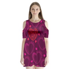 Love Heart Polka Dots Pink Shoulder Cutout Velvet  One Piece by Mariart