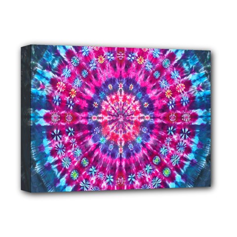 Red Blue Tie Dye Kaleidoscope Opaque Color Circle Deluxe Canvas 16  X 12   by Mariart