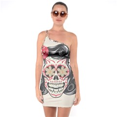 Woman Sugar Skull One Soulder Bodycon Dress by LimeGreenFlamingo