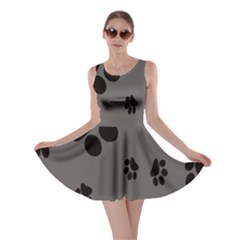 Dog Foodprint Paw Prints Seamless Background And Pattern Skater Dress by BangZart
