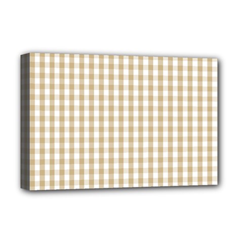 Christmas Gold Large Gingham Check Plaid Pattern Deluxe Canvas 18  X 12   by PodArtist