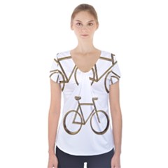 Elegant Gold Look Bicycle Cycling  Short Sleeve Front Detail Top by yoursparklingshop