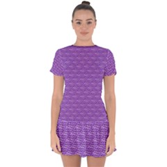 Purple Scales Drop Hem Mini Chiffon Dress by Brini