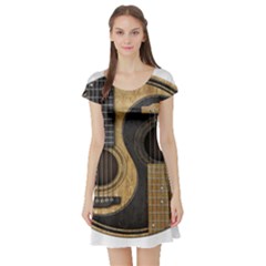 Old And Worn Acoustic Guitars Yin Yang Short Sleeve Skater Dress by JeffBartels