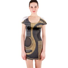 Old And Worn Acoustic Guitars Yin Yang Short Sleeve Bodycon Dress by JeffBartels