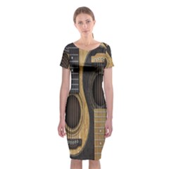 Old And Worn Acoustic Guitars Yin Yang Classic Short Sleeve Midi Dress by JeffBartels