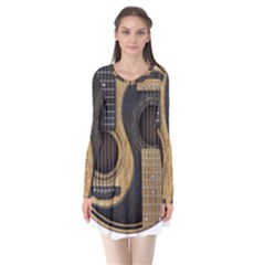 Old And Worn Acoustic Guitars Yin Yang Flare Dress by JeffBartels