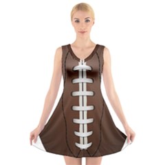 Football Ball V-neck Sleeveless Skater Dress by BangZart