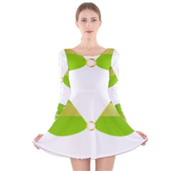 Green Swimsuit Long Sleeve Velvet Skater Dress by BangZart