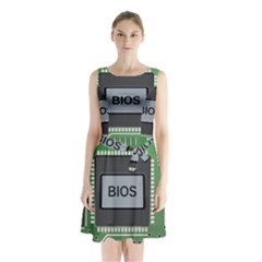 Computer Bios Board Sleeveless Waist Tie Chiffon Dress by BangZart