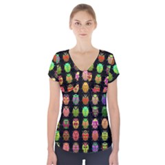 Beetles Insects Bugs Short Sleeve Front Detail Top by BangZart