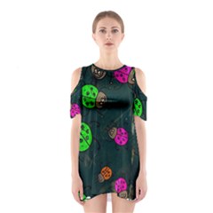 Abstract Bug Insect Pattern Shoulder Cutout One Piece by BangZart