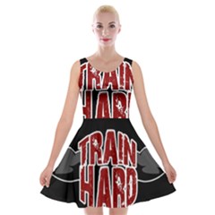 Train Hard Velvet Skater Dress by Valentinaart