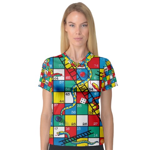 Snakes And Ladders V-neck Sport Mesh Tee by BangZart