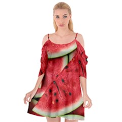 Fresh Watermelon Slices Texture Cutout Spaghetti Strap Chiffon Dress by BangZart