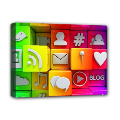 Colorful 3d Social Media Deluxe Canvas 16  X 12   by BangZart