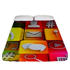 Colorful 3d Social Media Fitted Sheet (king Size) by BangZart