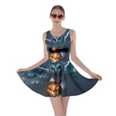 Owl And Fire Ball Skater Dress by BangZart