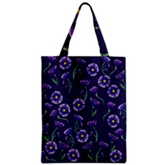 Floral Violet Purple Zipper Classic Tote Bag by BubbSnugg