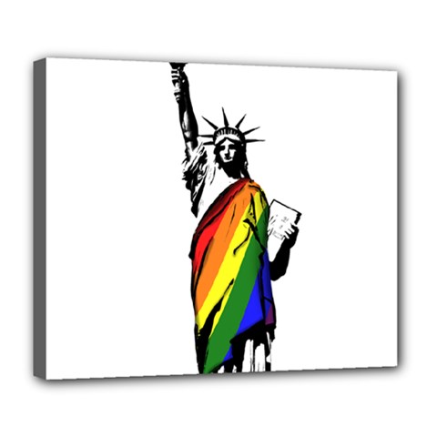 Pride Statue Of Liberty  Deluxe Canvas 24  X 20   by Valentinaart