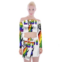 Lgbt New York Off Shoulder Top With Skirt Set by Valentinaart