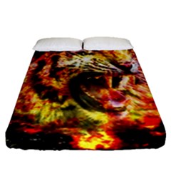 Fire Tiger Fitted Sheet (queen Size) by stockimagefolio1