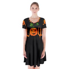 Halloween Short Sleeve V-neck Flare Dress by Valentinaart