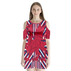 Alternatively Mega British America Red Dragon Shoulder Cutout Velvet  One Piece by Mariart