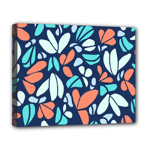 Blue Tossed Flower Floral Deluxe Canvas 20  X 16   by Mariart