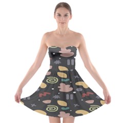 Funky Pattern Polka Wave Chevron Monster Strapless Bra Top Dress by Mariart