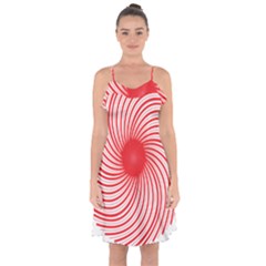 Spiral Red Polka Star Ruffle Detail Chiffon Dress by Mariart