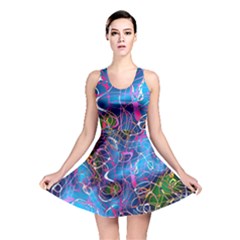 Background Chaos Mess Colorful Reversible Skater Dress by Nexatart