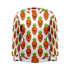 Seamless Background Carrots Emotions Illustration Face Smile Cry Cute Orange Women s Sweatshirt by Mariart