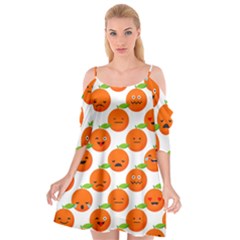 Seamless Background Orange Emotions Illustration Face Smile  Mask Fruits Cutout Spaghetti Strap Chiffon Dress by Mariart
