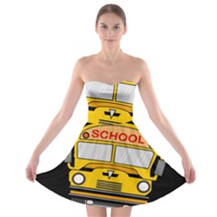 Back To School - School Bus Strapless Bra Top Dress by Valentinaart