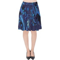 Pattern Butterfly Blue Stone Velvet High Waist Skirt by Mariart