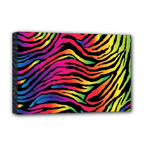 Rainbow Zebra Deluxe Canvas 18  X 12   by Mariart