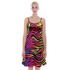 Rainbow Zebra Spaghetti Strap Velvet Dress by Mariart