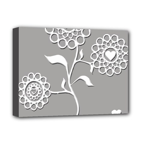Flower Heart Plant Symbol Love Deluxe Canvas 16  X 12   by Nexatart